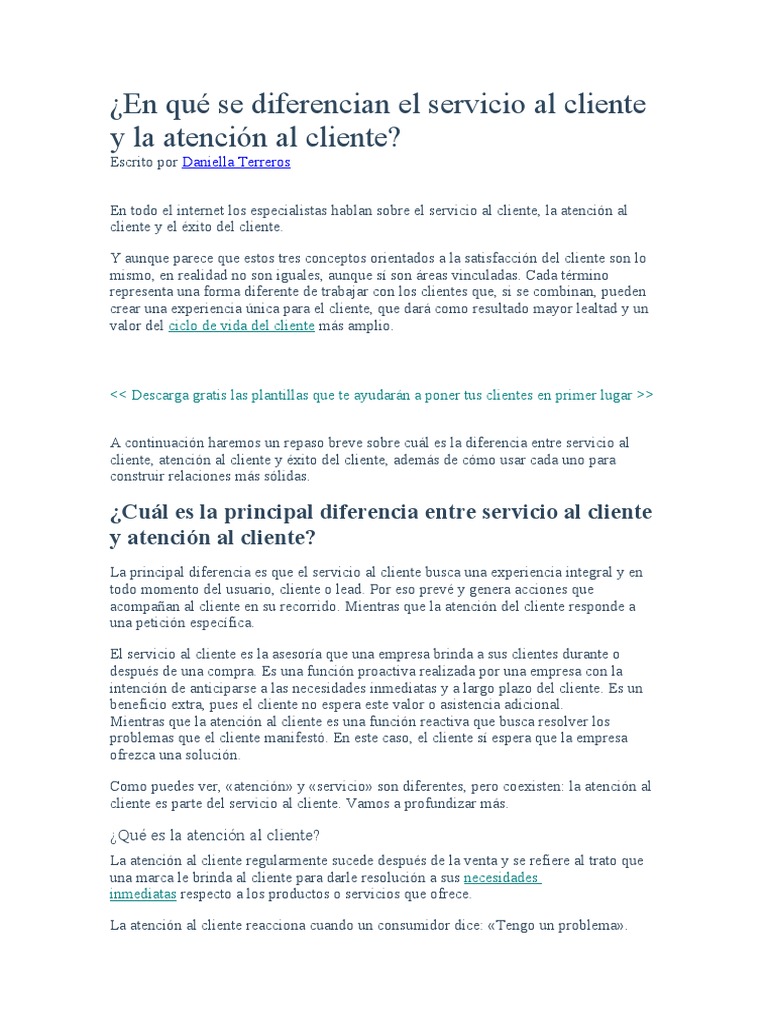 En Qué Se Diferencian El Servicio Al Cliente y La Atención Al Cliente ...