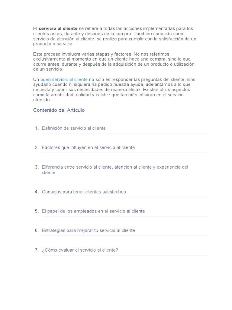 Claves del Servicio al Cliente Efectivo | PDF | Servicio al Cliente ...