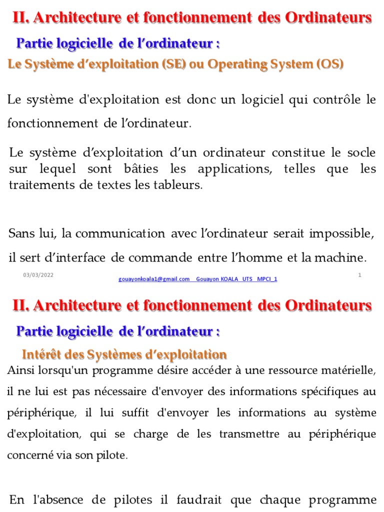 Systèmes d'exploitation et logique numérique | PDF | Système d ...
