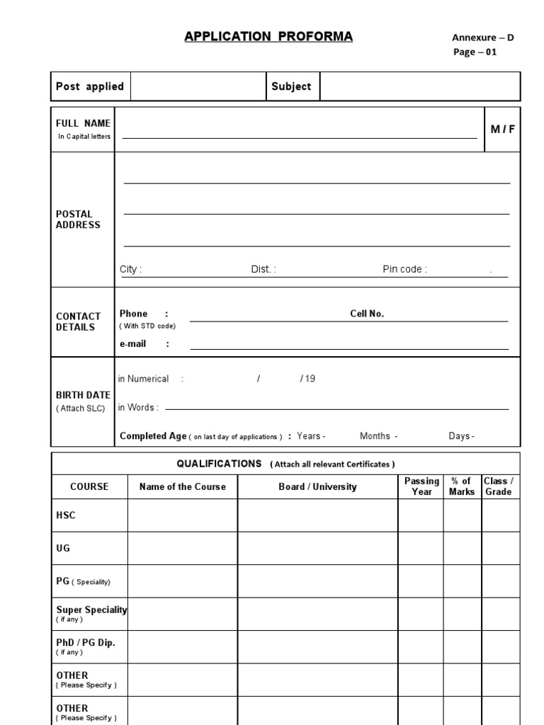 Academic Job Application Form | PDF | Career & Growth