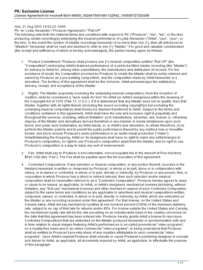 License PDF Breach Of Contract Royalty Payment