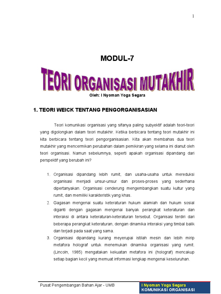 Teori Weick dalam Pengorganisasian | PDF