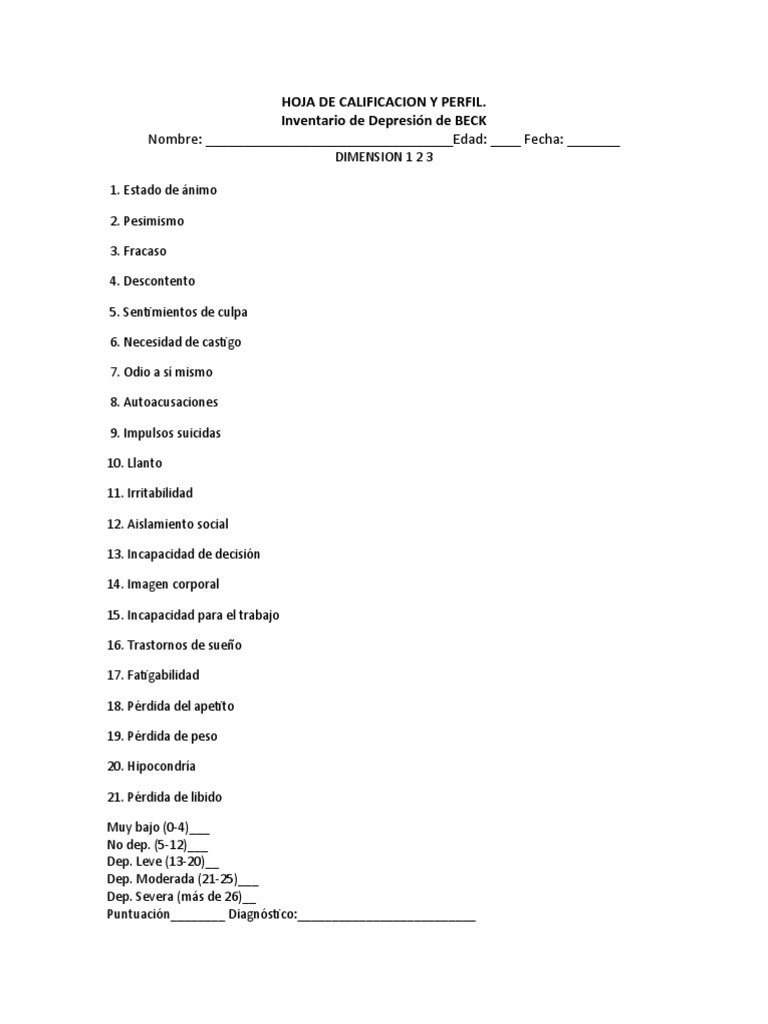 Inventario de depresi n de beck pdf