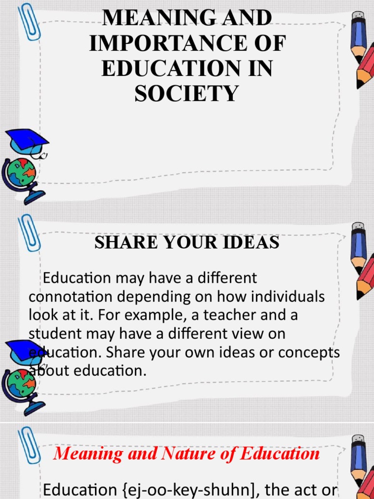 Meaning and importance of education in society pdf cognitive