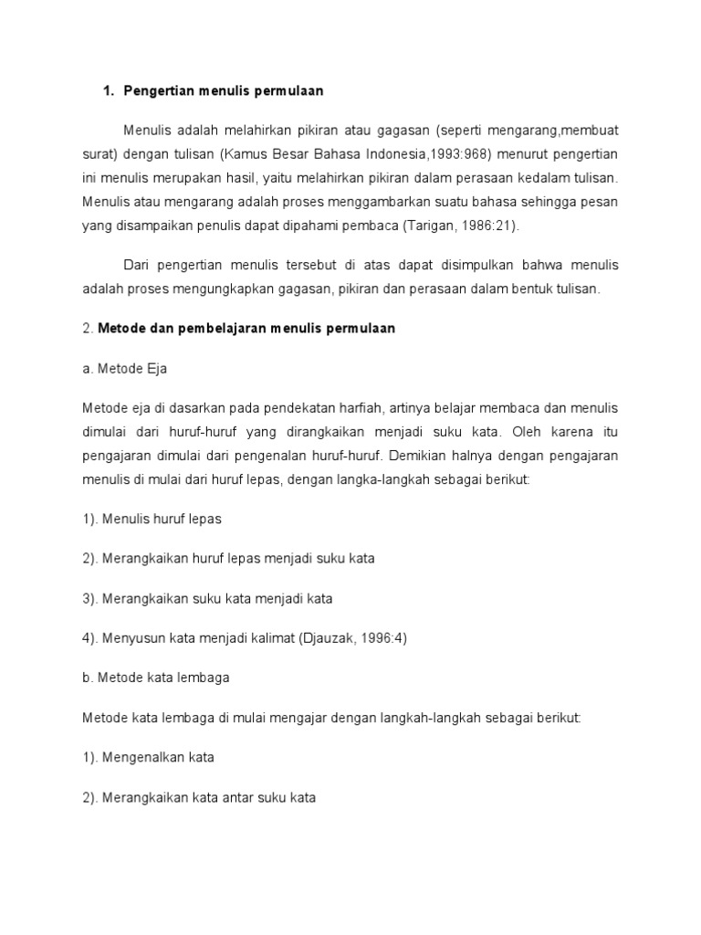 Pengertian menulis permulaan - Kualitatif Tentang Permainan Tradisional Di Sd