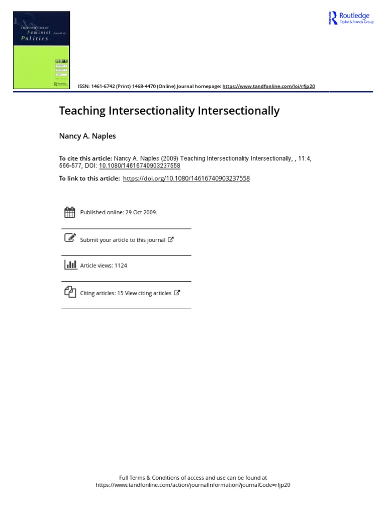 Naples (2009) Teaching Intersectionality Intersectionally | PDF ...