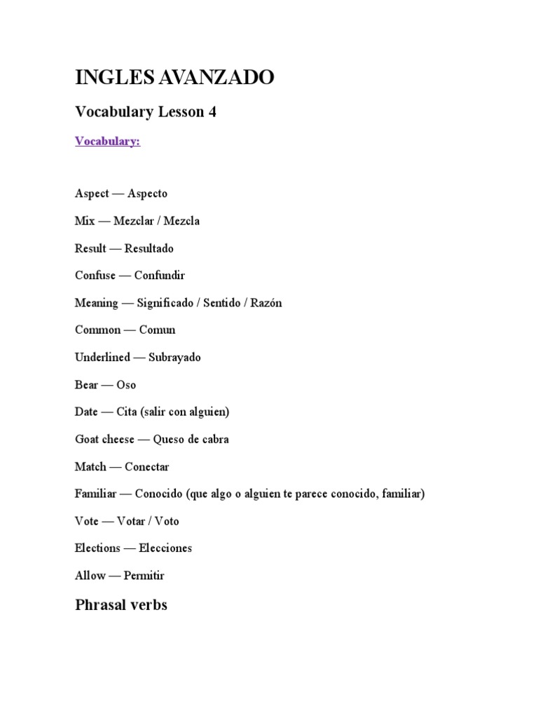 Phrasal Verbs en Inglés Avanzado | PDF | Lingüística