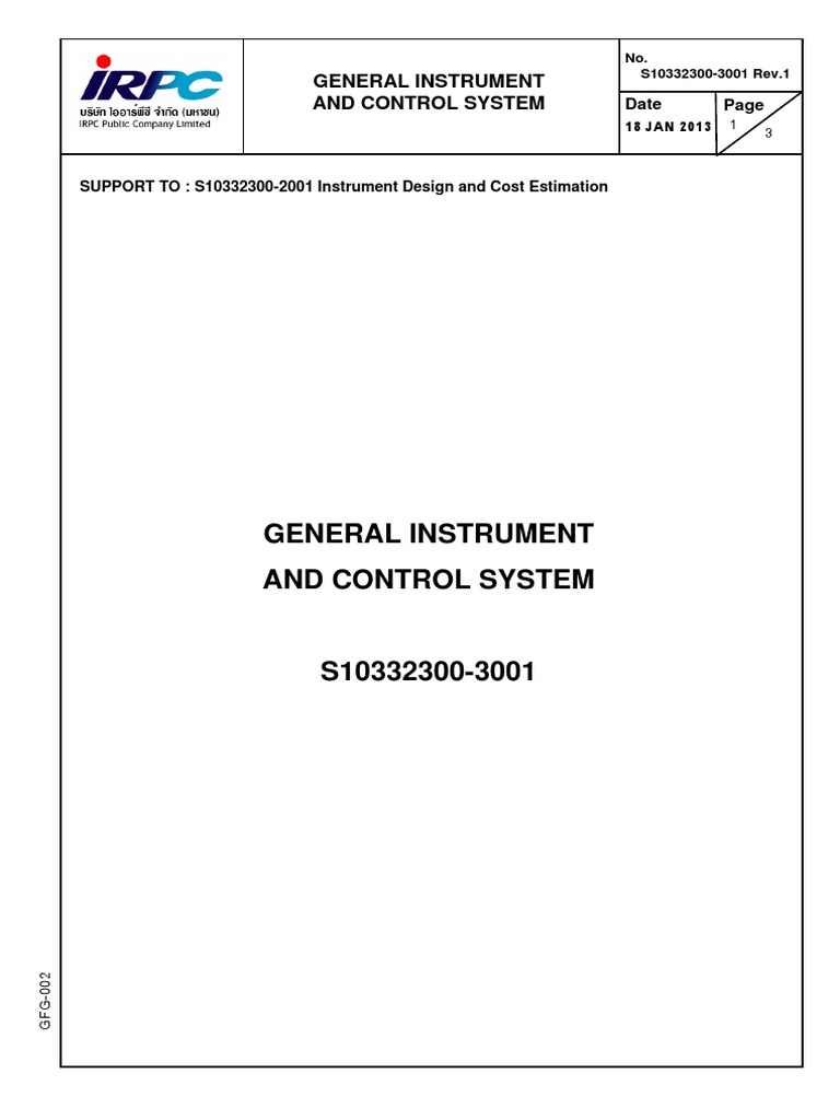 Instrumentation and Control System Specs | PDF | Pressure Measurement ...