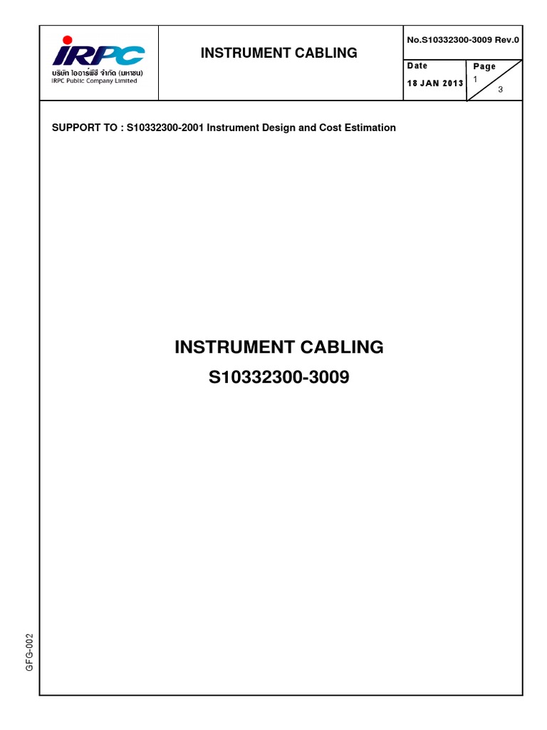 Instrument Cabling Guidelines and Standards | PDF | Electrical Wiring ...