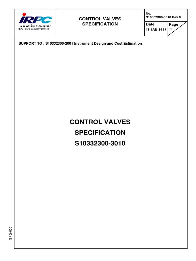 Control Valves Specification Guide | PDF | Valve | Actuator