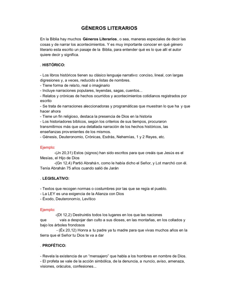 Generos Literarios De La Biblia Pdf Libro De Revelación Jesús