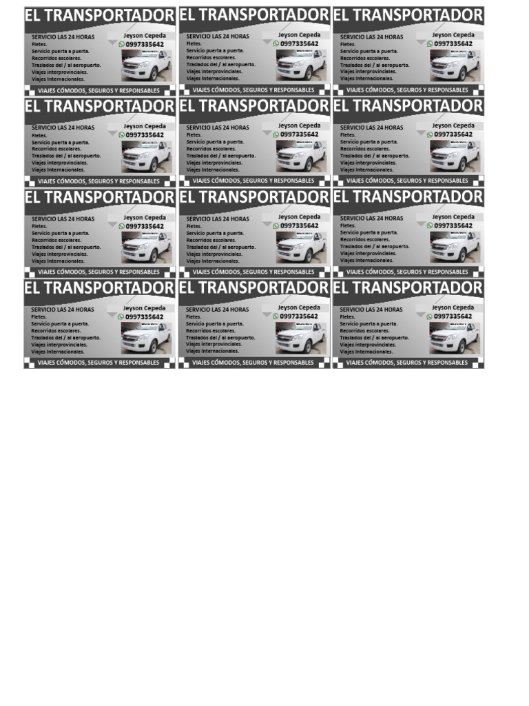 Tarjeta Transporte Privado El Transportador PDF Transporte