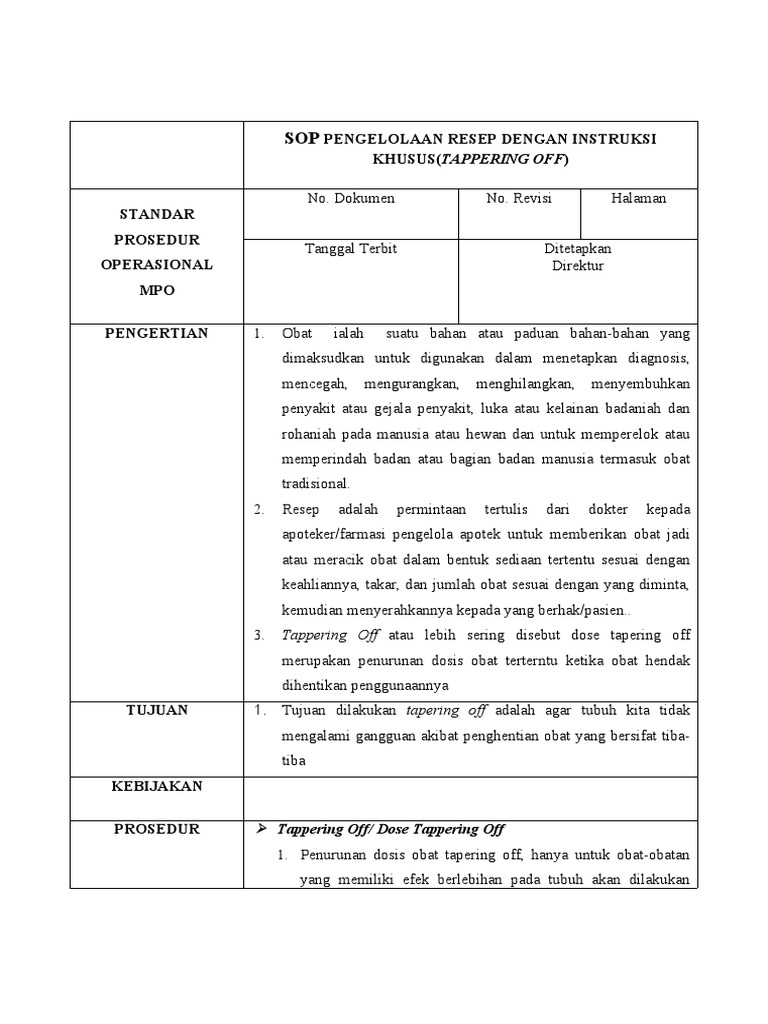 Prosedur Tapering Off Obat | PDF | Kesehatan Holistik