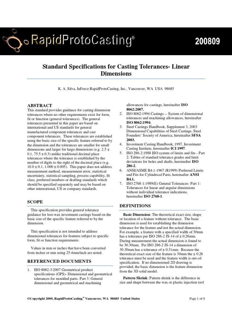 S T A N D A R D: Specification, PDF, Engineering Tolerance