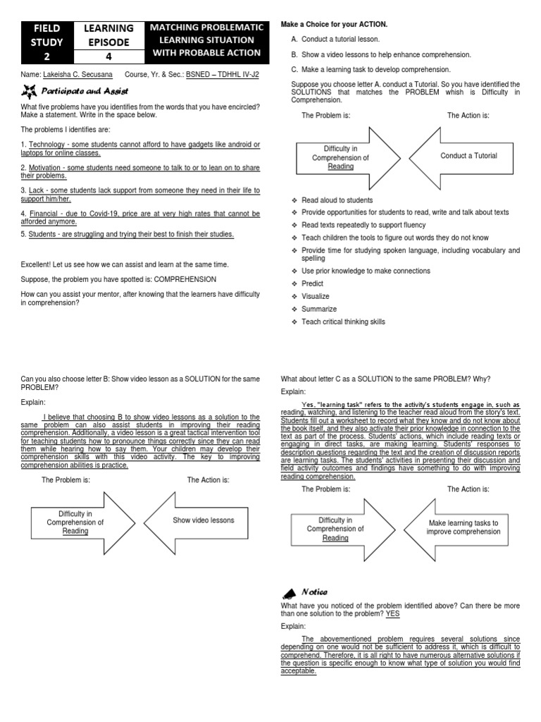 Learning Episode 4 Pdf Reading Comprehension Teachers