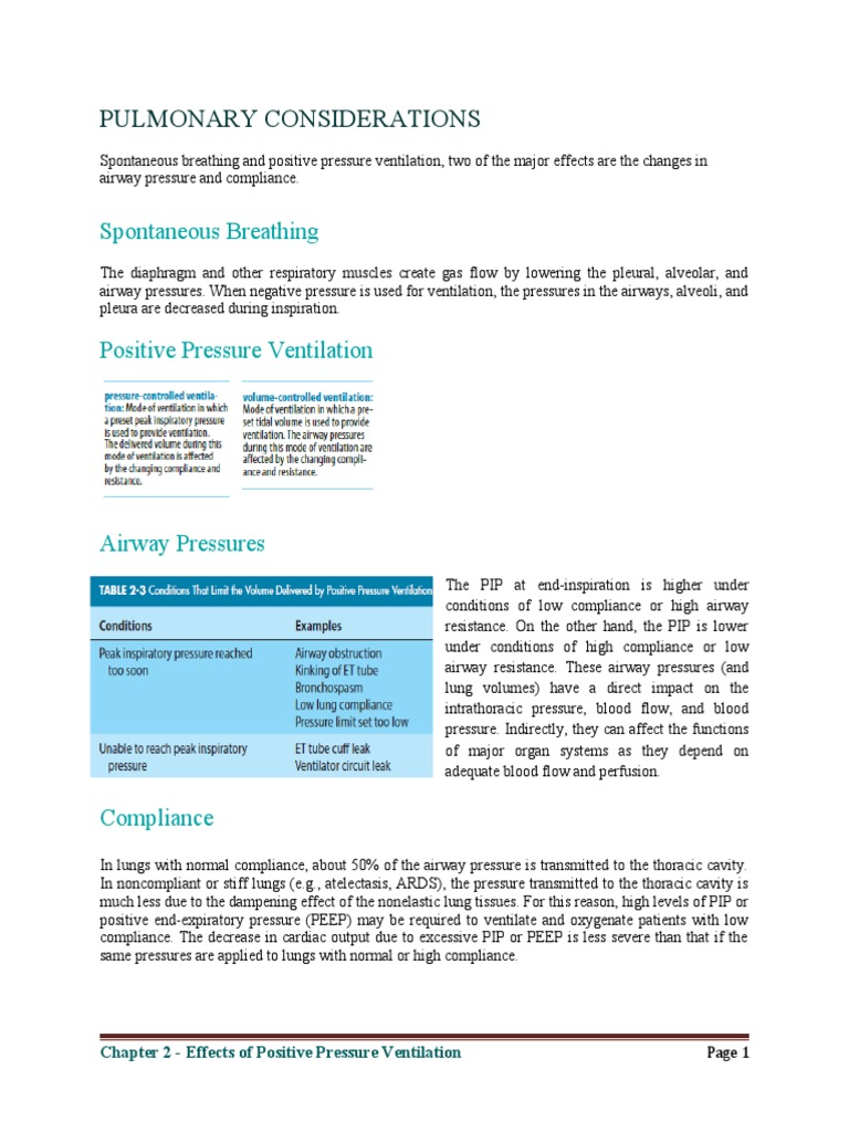 Pulmonary and Cardiac Effects of Ventilation | PDF | Respiratory Tract ...