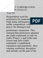 Gallo Winery vs E and J Gallo Trademark Infringement Ruling