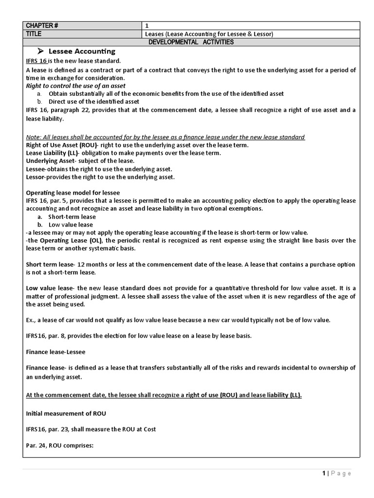 IFRS 16 Lease Accounting Overview | PDF | Lease | Depreciation