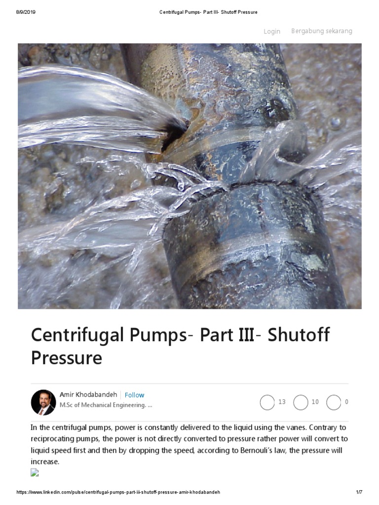 Centrifugal Pumps Part III Shutoff Pressure PDF Pump Pressure