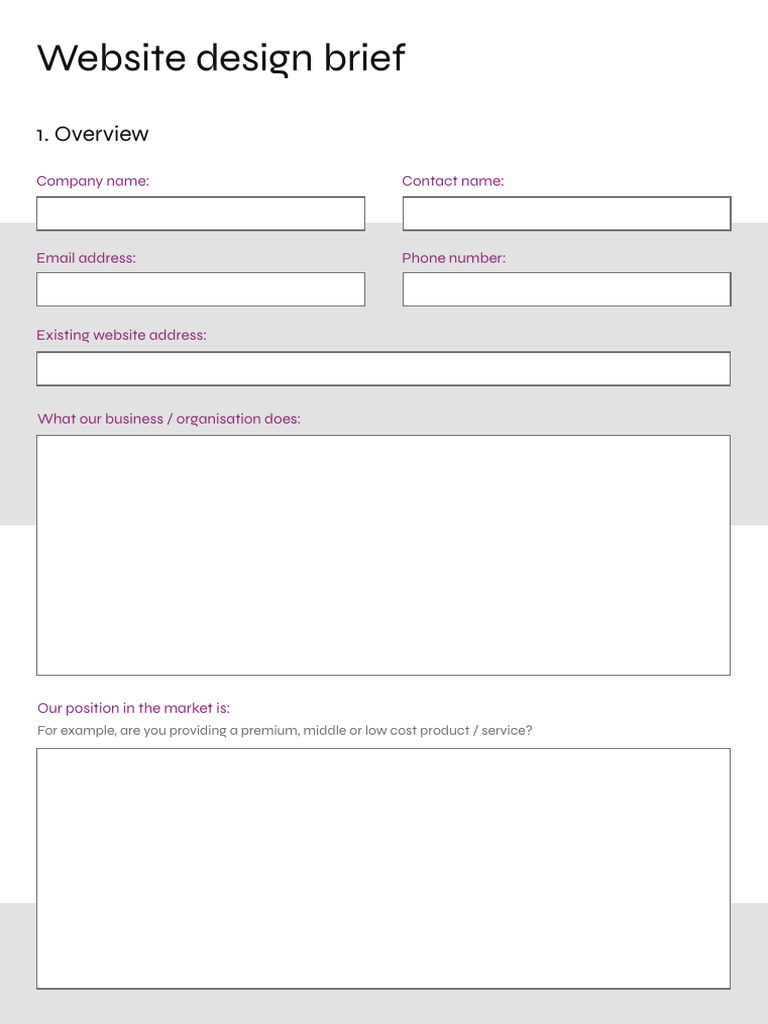 site Briefing Template PDF sites  Design