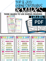 Active Reading Strategies Stop and Jot Think Marks Bookmark