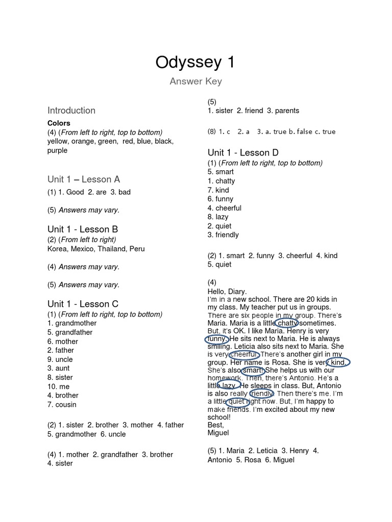 THE LEARNING ODYSSEY ANSWER KEY intelligence overview