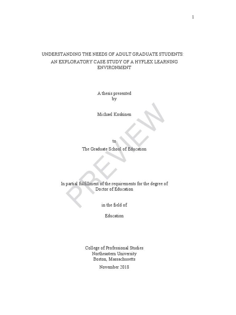 Understanding the needs of adult graduate students an exploratory case