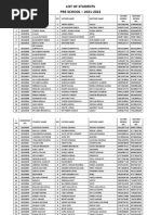 2021-2022 Pre-School List