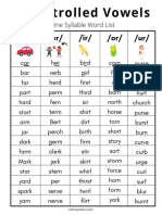 150 Bossy R Word Lists by Syllable