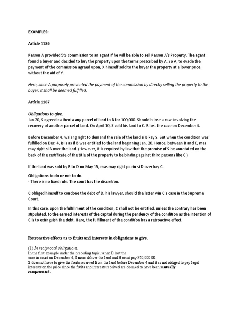 Kind of Obligations - Examples | PDF | Damages | Title (Property)