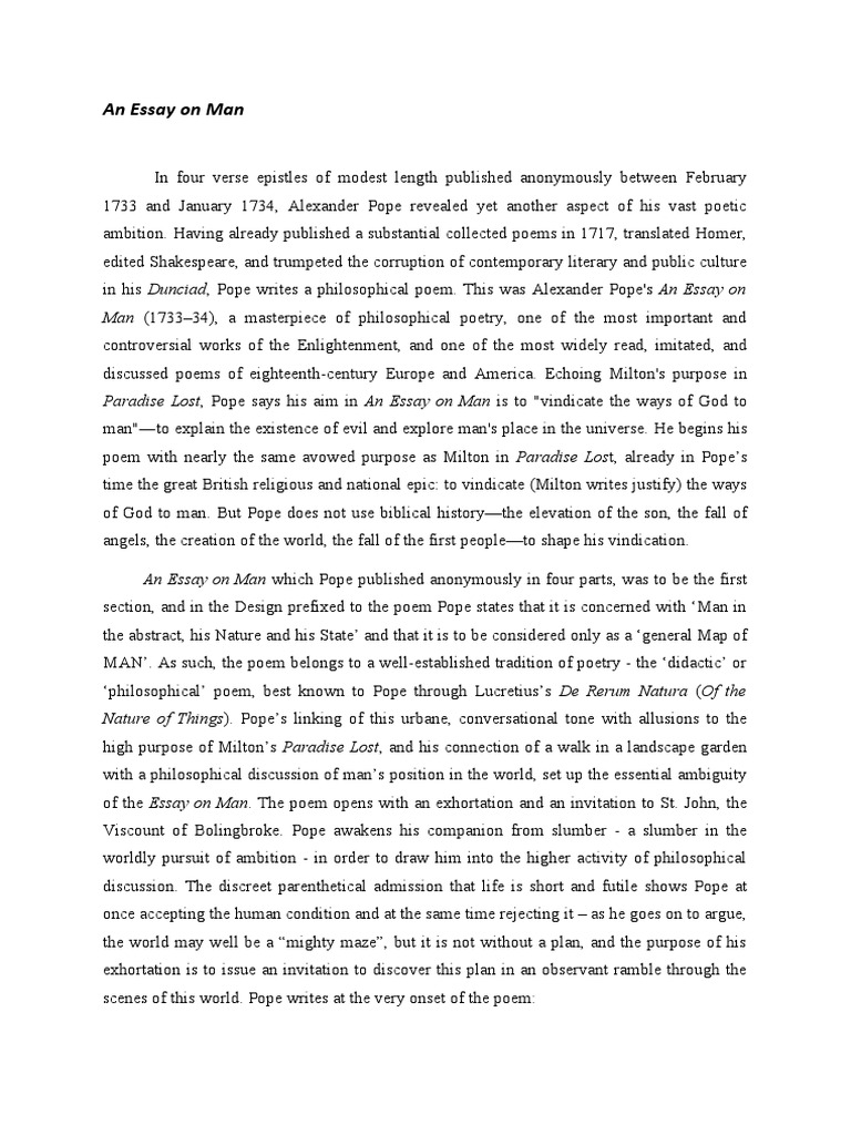 An essay on man pdf alexander pope reason