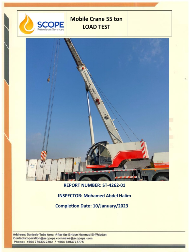 Mobile Crane Load Test Report ST-4262-01 | PDF | Calibration | Crane ...