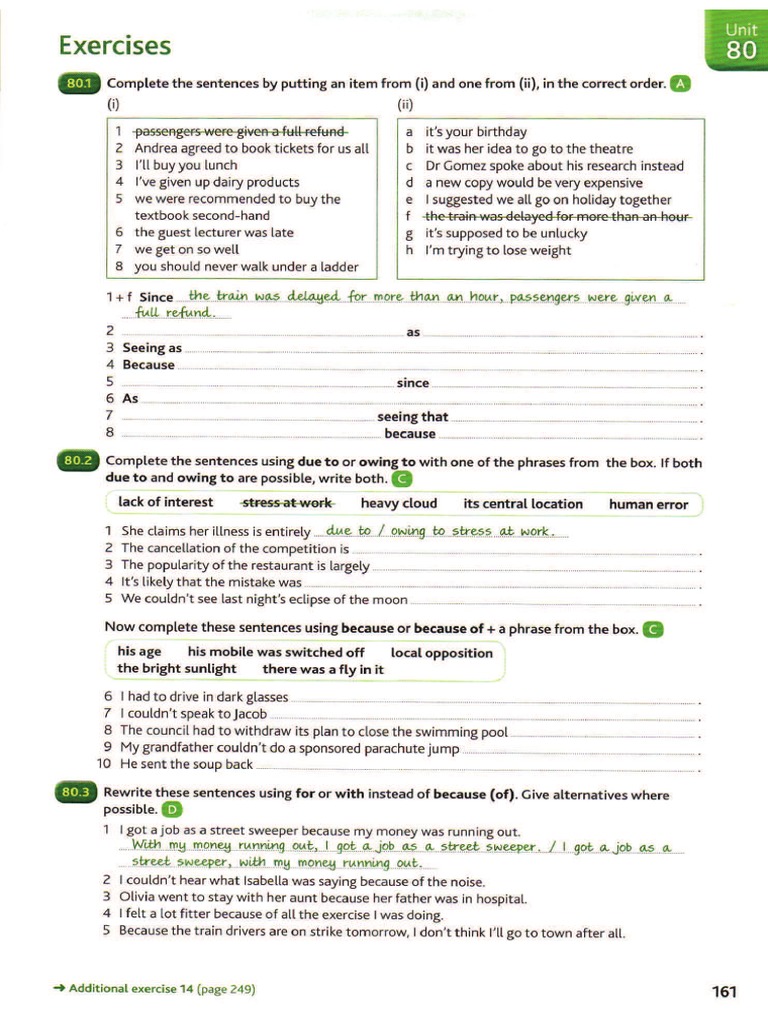 Giving Reasons As, Because, For and With Exercises | PDF