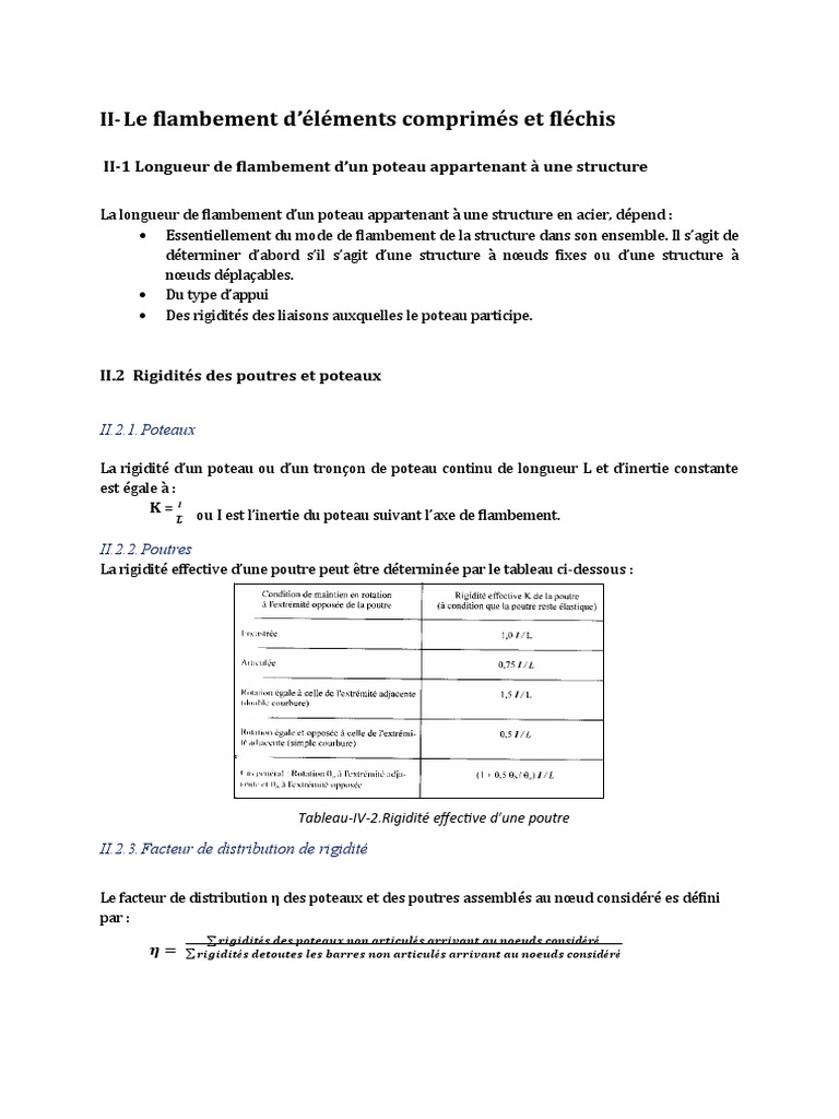 Flambement des poteaux en acier | PDF | Flambage | Flexion (matériau)