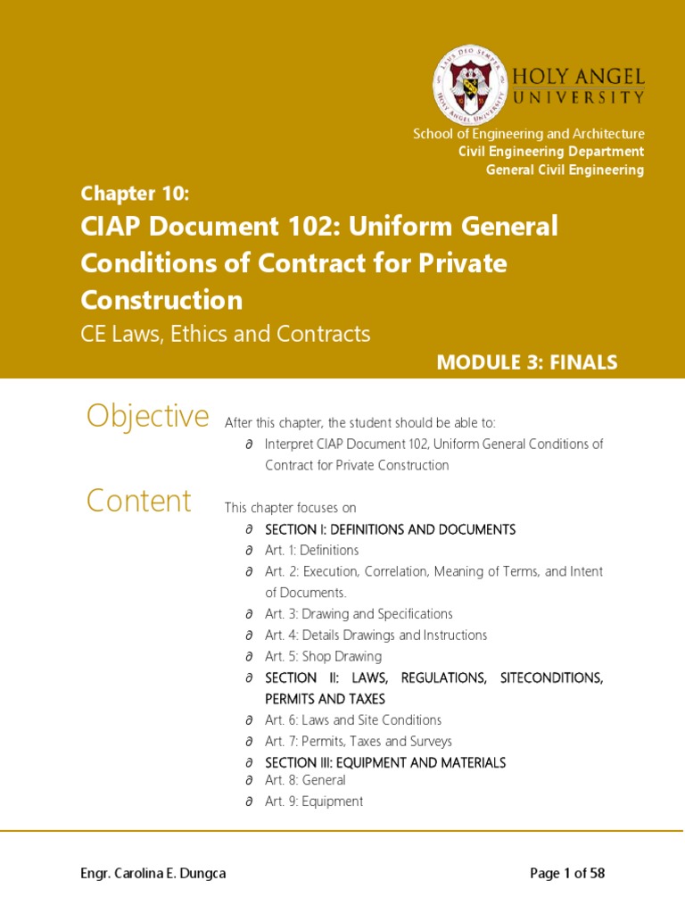 MODULE 3-CHAPTER 10 CIAP Document 102, Uniform General Conditions of ...