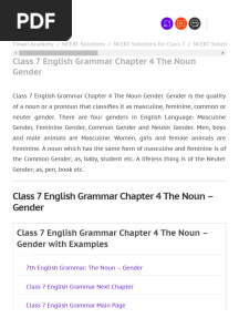 English Grammar Chapter 4 The Noun Gender Session 2022-2023