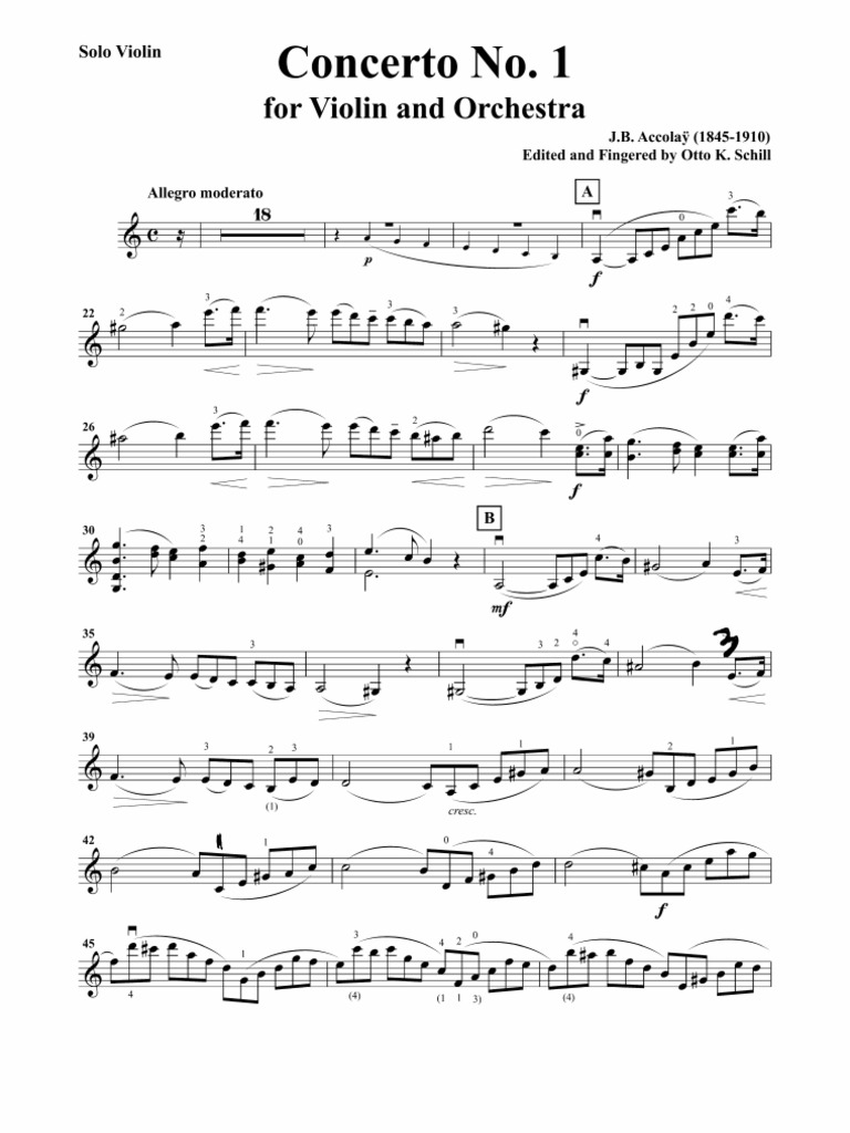 Violin Solo Violin Concerto No.1 in A Minor (Accolay) PDF