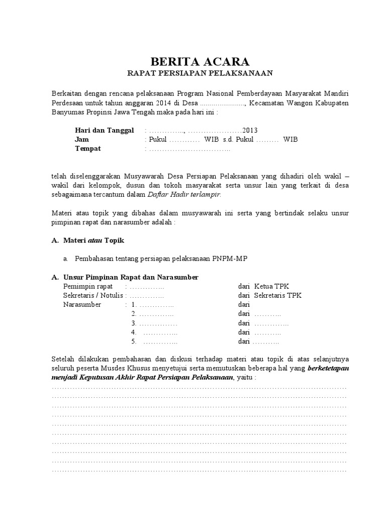 Contoh SPJ TPK Desa 2014 | PDF