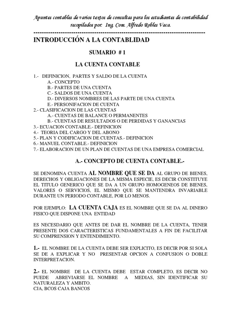 Generalidades del Plan de Cuentas Contable | PDF | Contabilidad ...