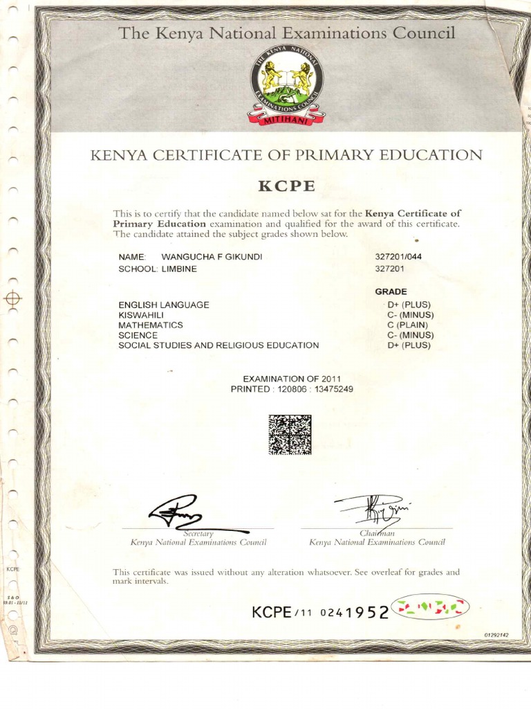 Kcpe Cert | PDF