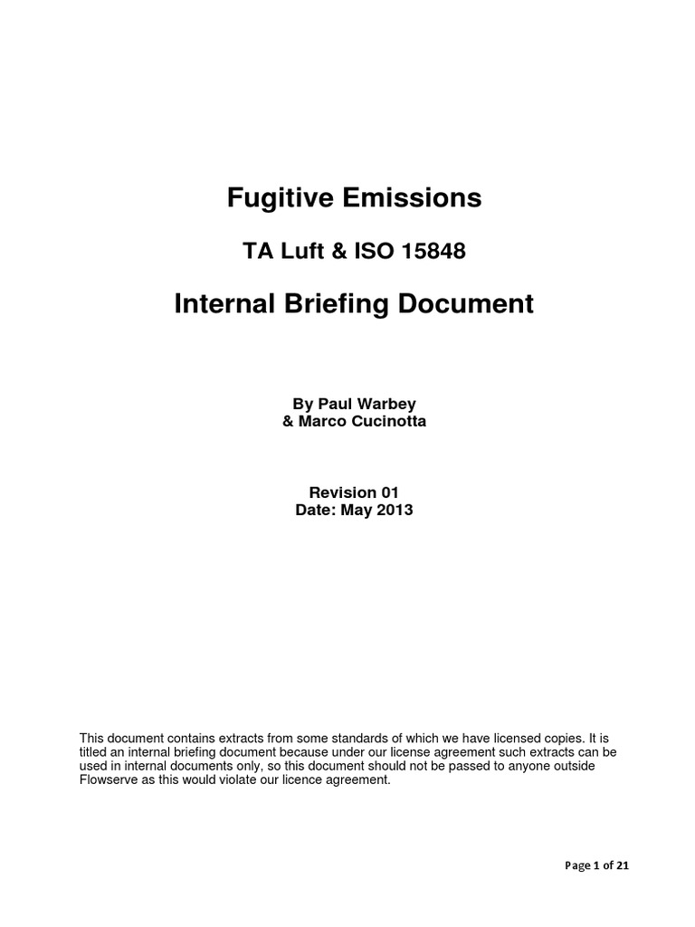 Fugitive Emissions (01) ISO 15848 and TALuft Internal Briefing