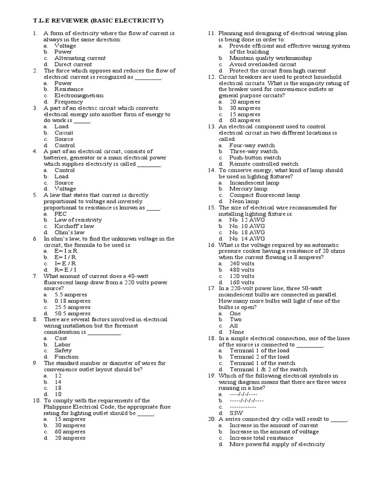 Understanding basic electrical concepts a review of key terms and