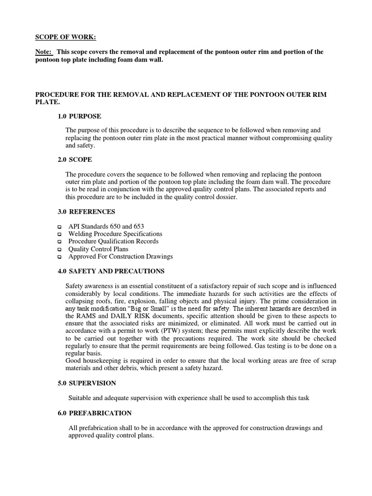 Pontoon Rim Replacement Procedure Guide | PDF | Safety