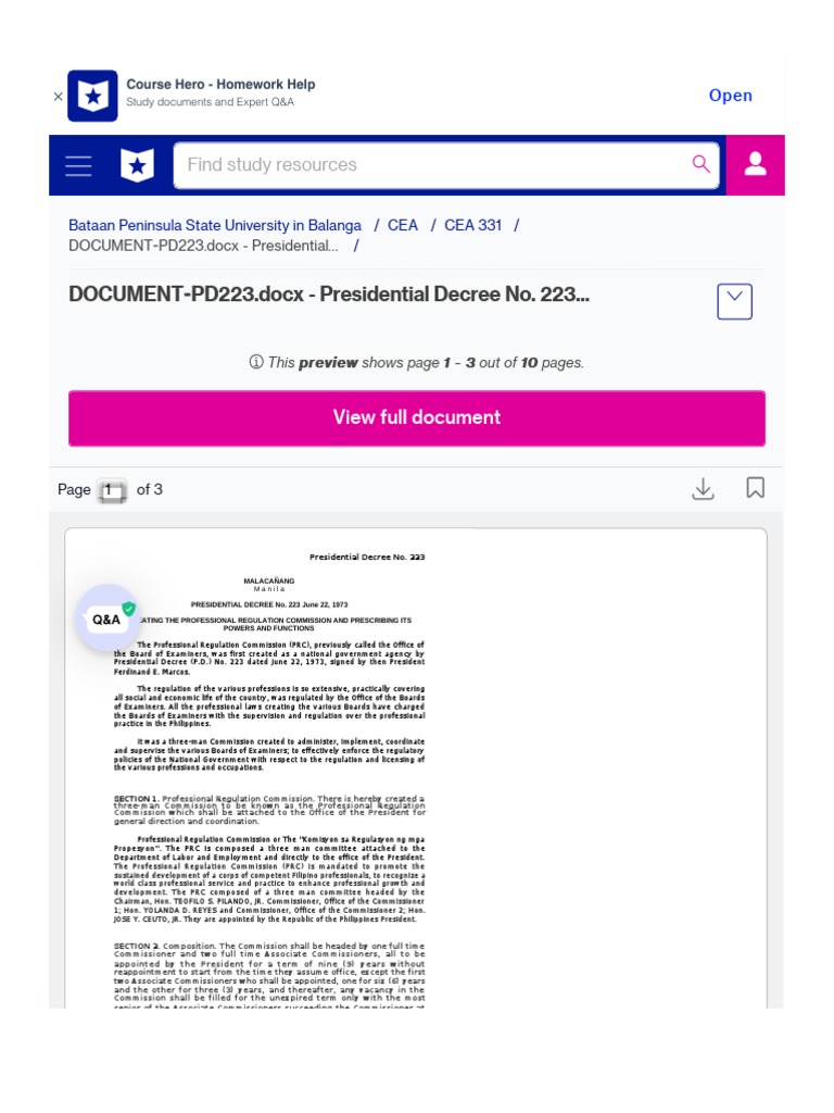 DOCUMENT) PD223.docx - Presidential Decree No. 223... : Find Study ...