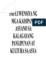 Q2 W4, Impluwensiya NG Mga Kaisipang Asyano Sa Kalagayang Panlipunan