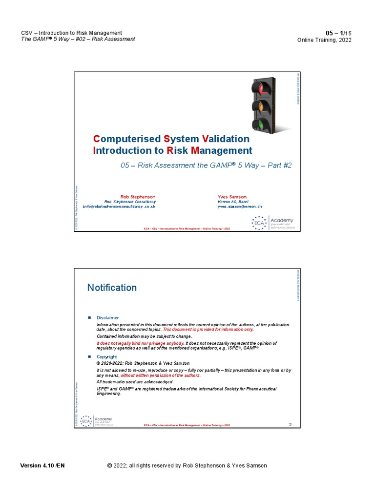 IRM 05 - Risk Assessment - The GAMP5 Way Part 02 - 0410EN | PDF | Risk ...