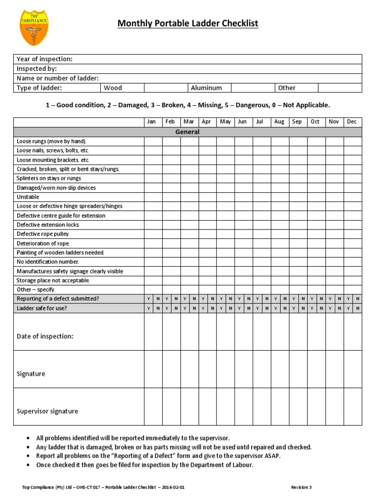 CHECKLIST Portable Ladder Checklist PDF