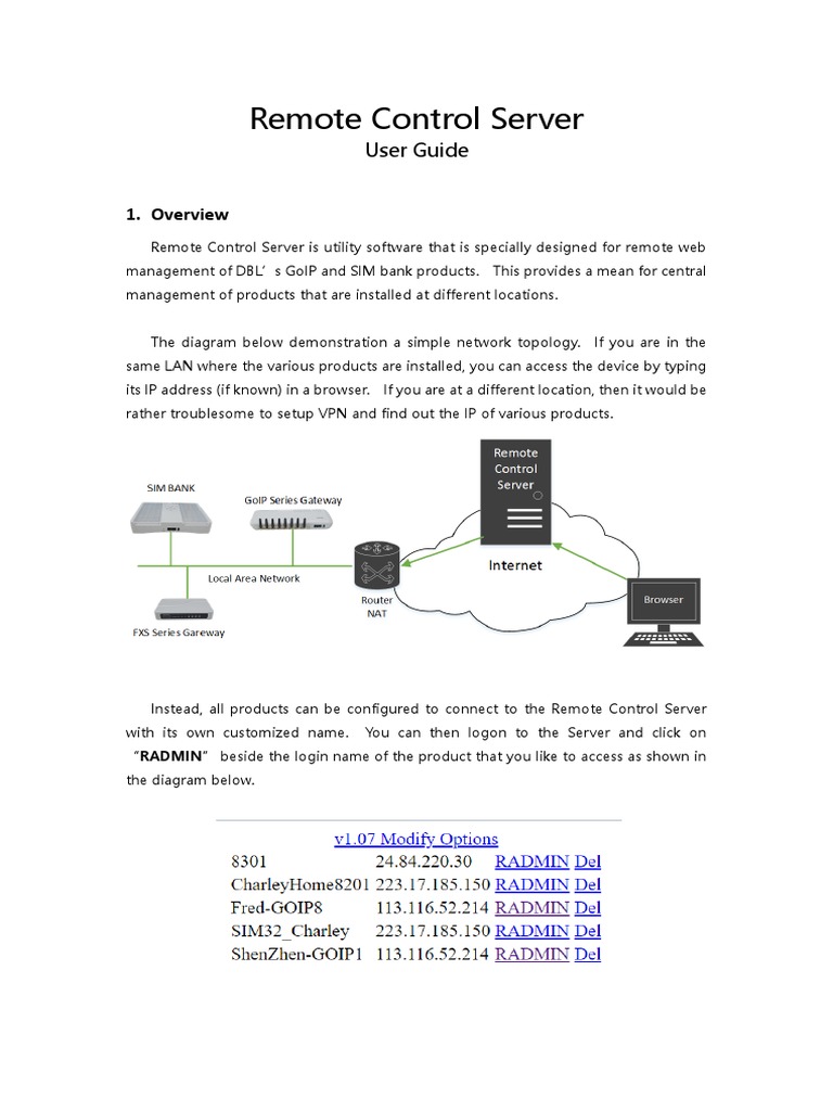 Remote Control Server User Guide | PDF | World Wide Web | Internet & Web