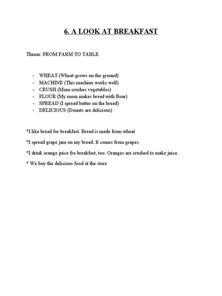 A Look at Breakfast | PDF | Home & Garden