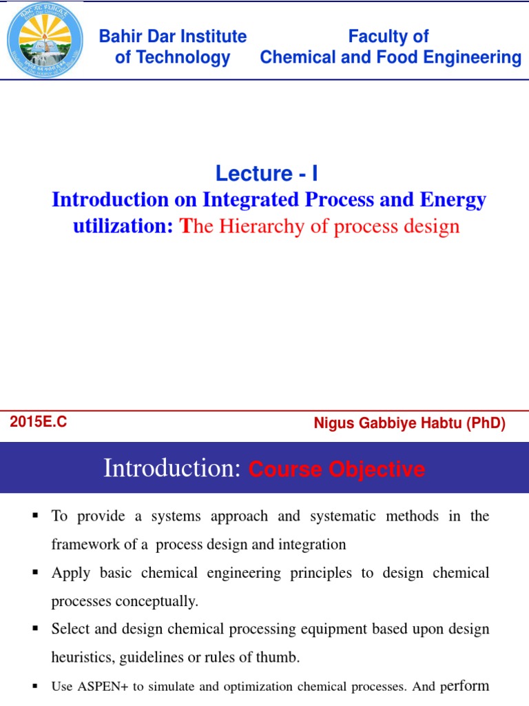 Lecture I Introduction Pdf Chemical Reactor Design